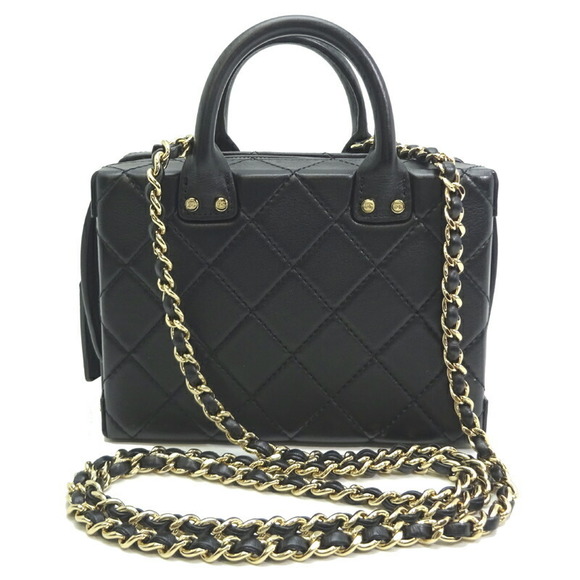 Chanel Chain Lambskin Vanity Black Shoulder Bag Matelasse - Picture 1 of 8